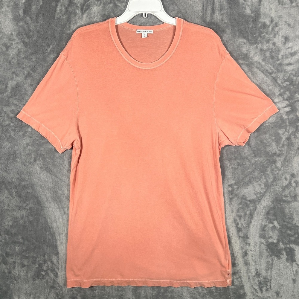 James Perse Short Sleeve Crewneck T Shirt Mens Large 3 Peach Salmon Coral Orange